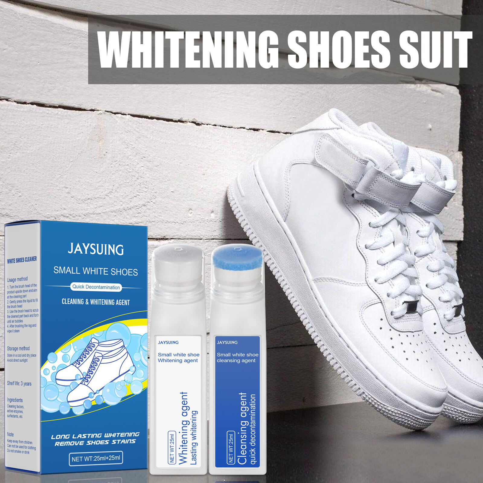 Jaysuing Small White Shoe Cleaner One Wipe Is White Shoe Whitening Agent  Decontamination Bright White Edge Shoe Shine Free With Water