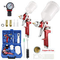 Nasedal HVLP 1.4mm 0.8mm Sprayer kit Storage Box Car Paint Tool 600ml 125ml Cup Airbrush Pneumatic Spray Tool Set with Air Pressure Regulator Gauge for Wall Furniture Model Painting