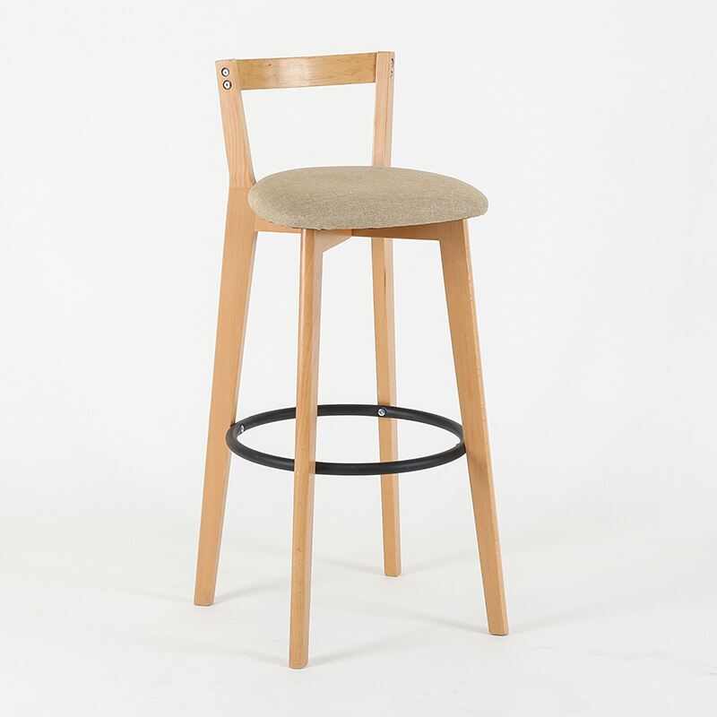 Nordic Solid Wood Bar Stool Modern Minimalist Creative Balcony