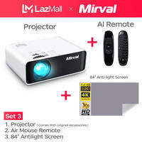 Mirval K8 Mini Portable Projector Android 9.0 Smart System 5000Lumens LCD WiFi Wireless Mirroring Screen for Phone Miracast Airplay 1080P Home Theater Projector