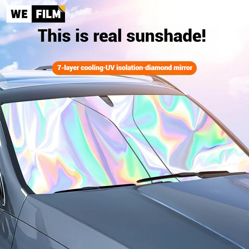 Car Sunshade Front Window Sunblock Thermal Insulation Blinds Interior Windshield Laser Shade Cover Cooling Sunblock Accessories ราคา 109 บาท*ส่งฟรี