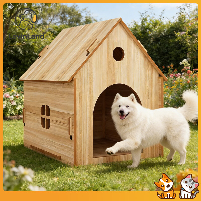 Lovinland Wood Dog House Comfortable Indoor Shelter for Small Sized Dog Cats Rabbit Sturdy Durable and Easy to Clean Pet Dog Villa with Door ราคา 1,803 บาท*ส่งฟรี