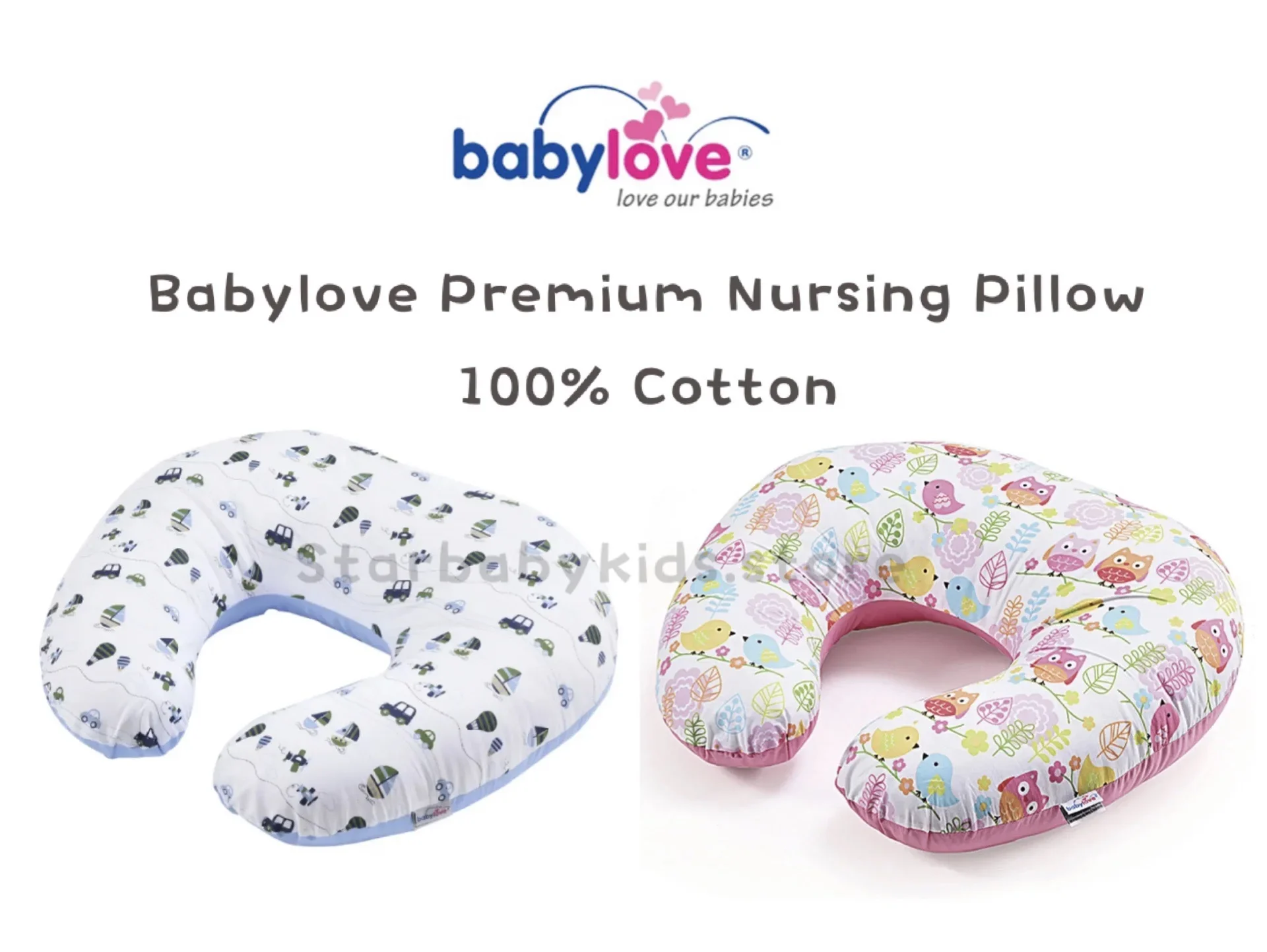 Babylove Premium Nursing Pillow 100% Cotton Bantal Menyusu Newborn Baby Pillow Baby U-Shaped Breastfeeding Pillow