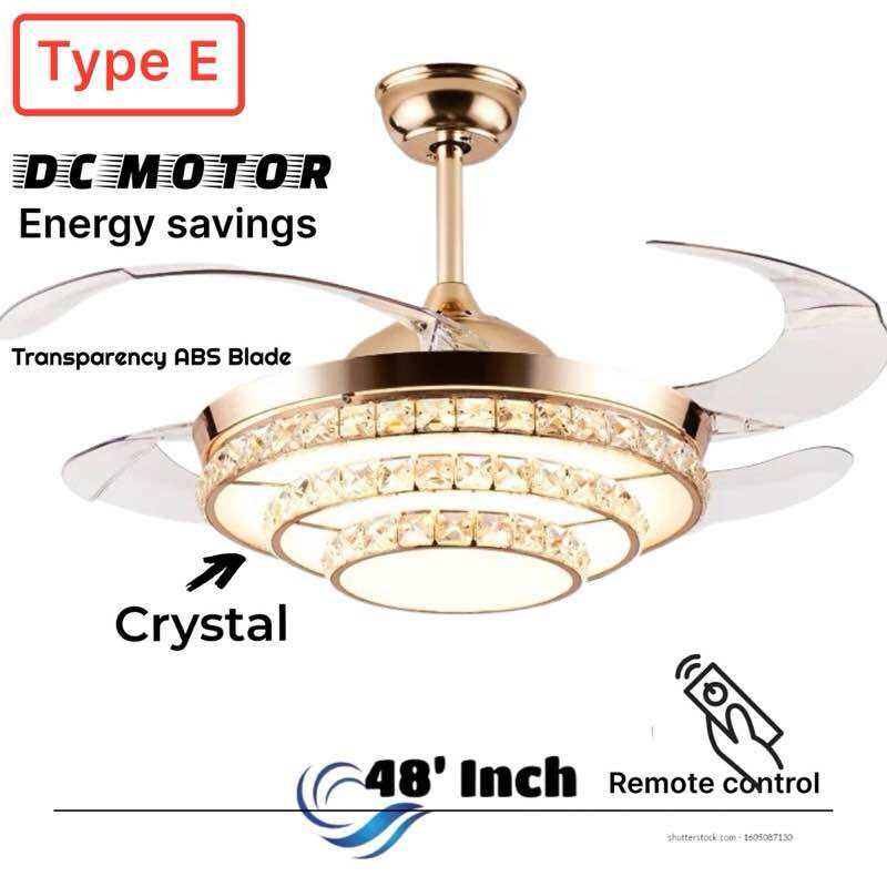 LED Crystal Ceiling Fan Light Home Simple Ceiling Fans with Lights | Lazada