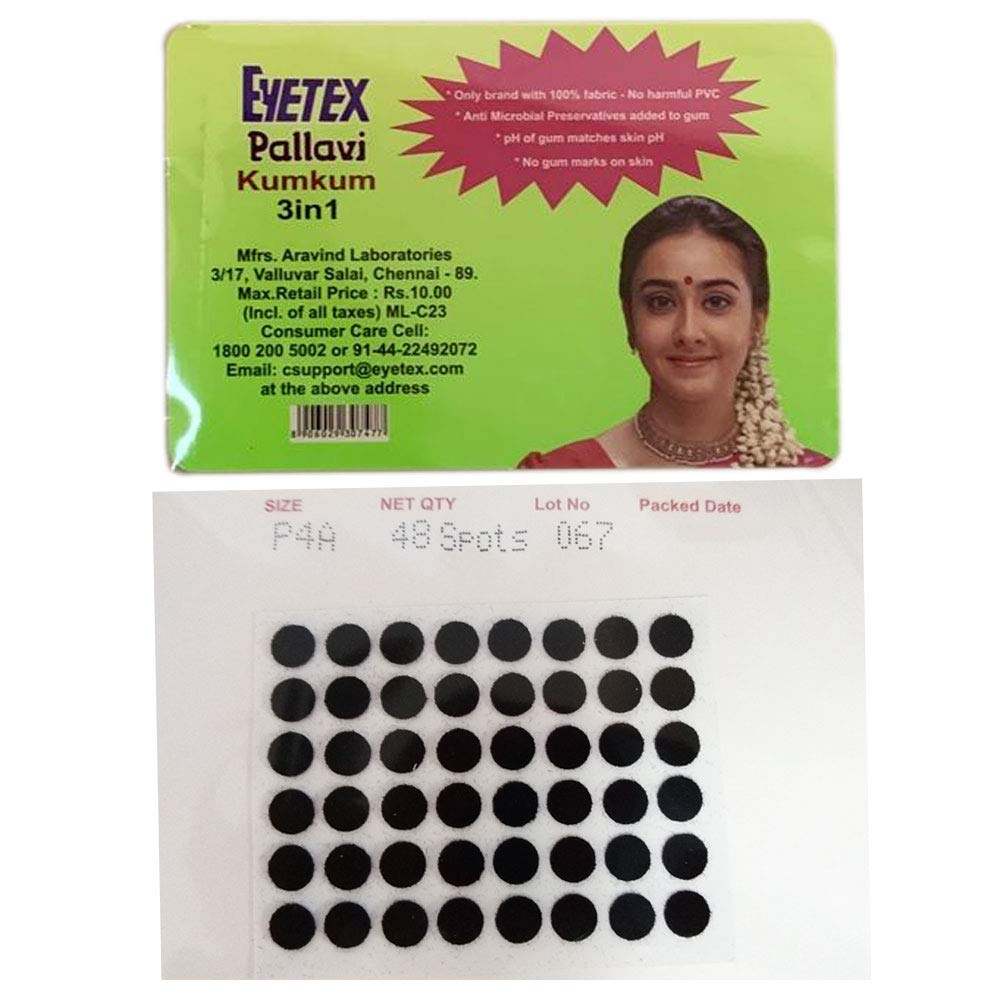 Eyetex Pallavi Sticker Kumkum Black Color Bindi Single Item Bindi
