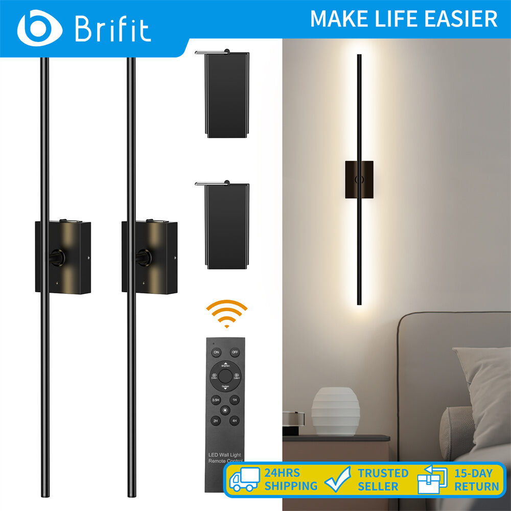 Brifit Wall Sconces Set of Two with Remote, 3000K-6000K Stepless Dimming Light, Rechargeable LED Wall Sconces, Wall Light christmas lights with Timer, room decor aesthetic ราคา 2,838 บาท*ส่งฟรี