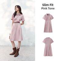 Semir | Waist Shaping Collar Denim Mid-Length Dress