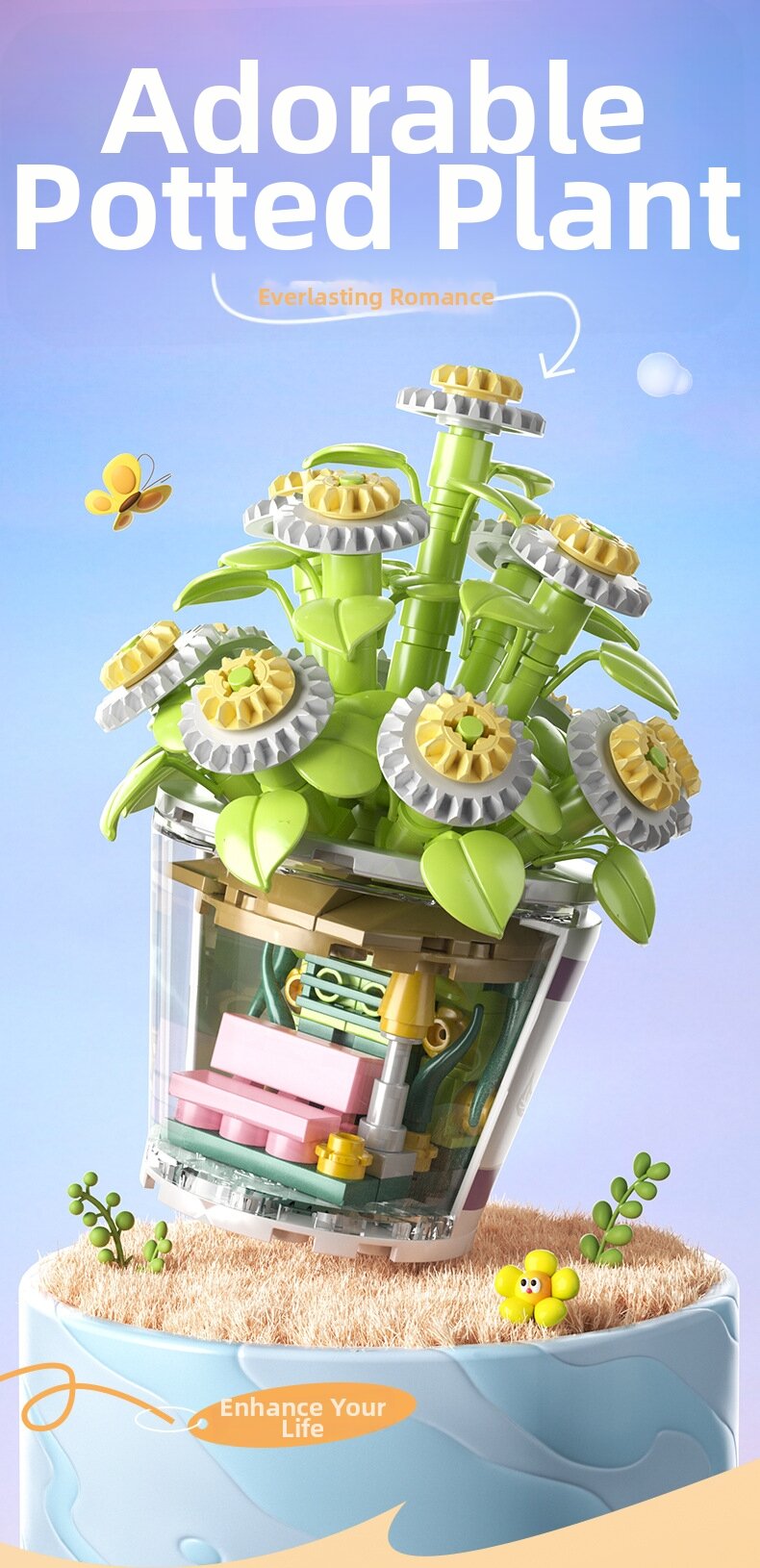 Blocs de construction fleurs en pot jouet éducatif à monter_voghion.com