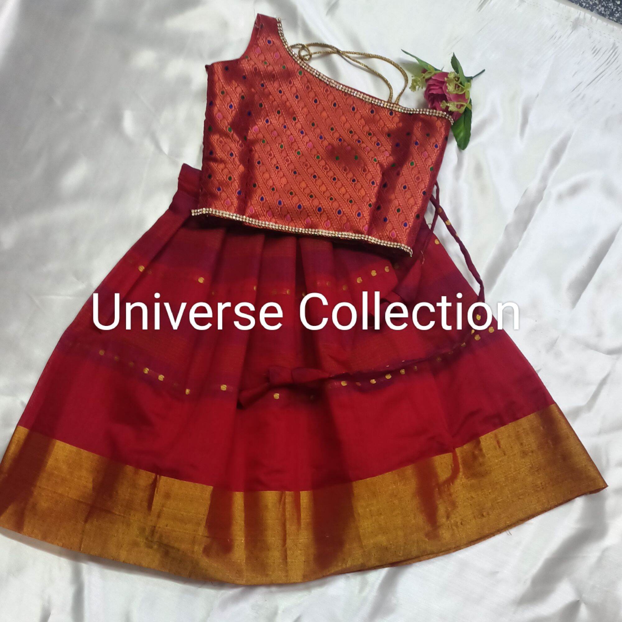 Pattu pavadai for hot sale 1 year girl baby