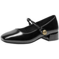 DUSTO | Square Toe Chunky Heel Black Mary Jane Shoes
