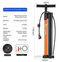 WEST BIKING Burst Proof Tubeless Tire Bike Pump 160 PSI Fast Inflation Bicycle Air Pump Multi Function Air Nozzle Cycling Inflator With High Precision Barometer