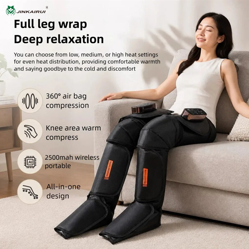 Jinkairui Leg Compression Massager Wireless Leg Massager with Heat and Air Compression Leg Massager for Circulation and Pain Relief ราคา 2,190 บาท*ส่งฟรี