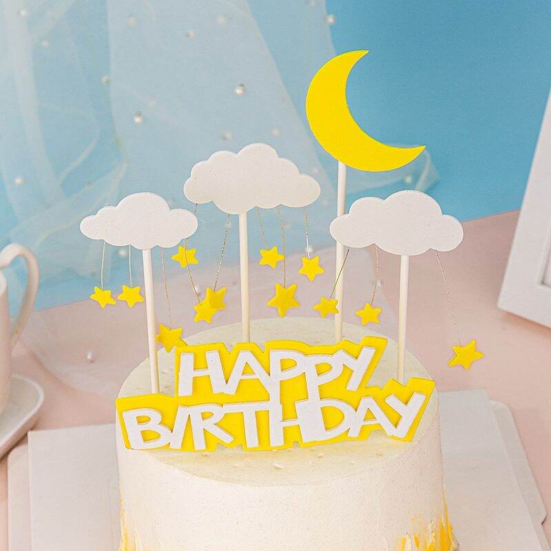 Ready Stock - Cake Toppers Moon Star Cloud Sky Theme Cake Decoration Tools  | Lazada