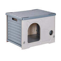 DUDU Pet Plastic Cat House for Indoor Outdoor Weatherproof Outside Cat House for Feral Cat Stackable Cat Shelter
