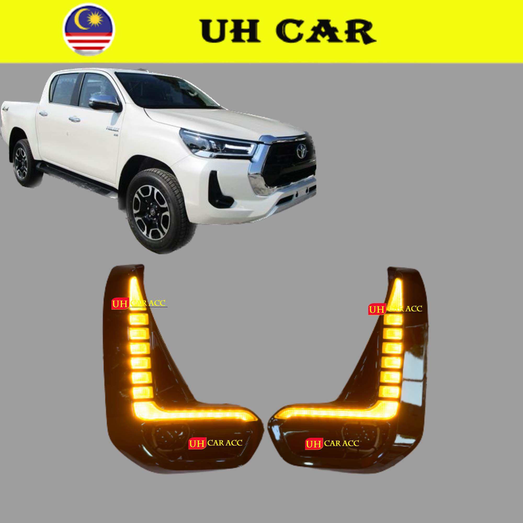 Toyota Hilux Revo Rogue 2.4E 2.4G 2.4V 2020-2022 Front Bumper Drl Daylight Dynamic Led Light With Running Signal. 