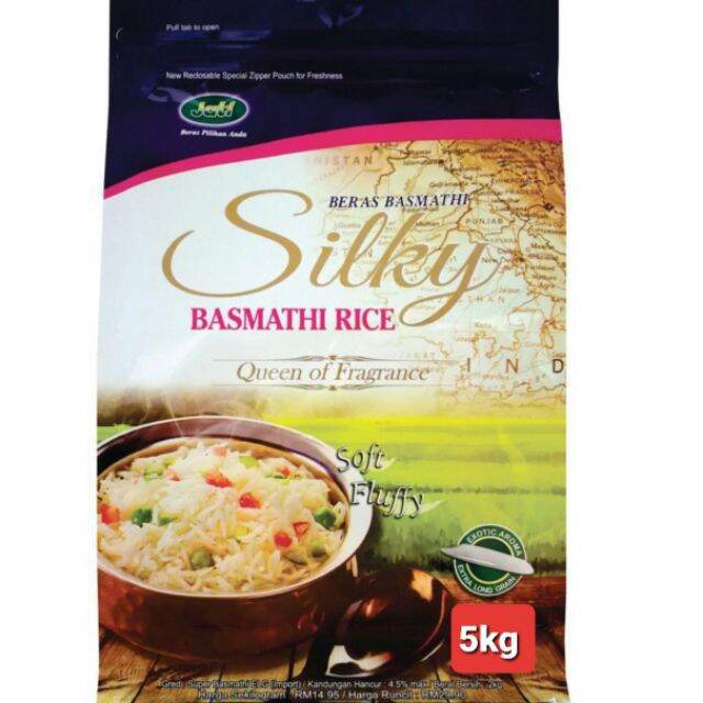 Jati Silky Bashmathi Rice 5kg, Basmati nasi beras basmati رز بسمتي Lazada