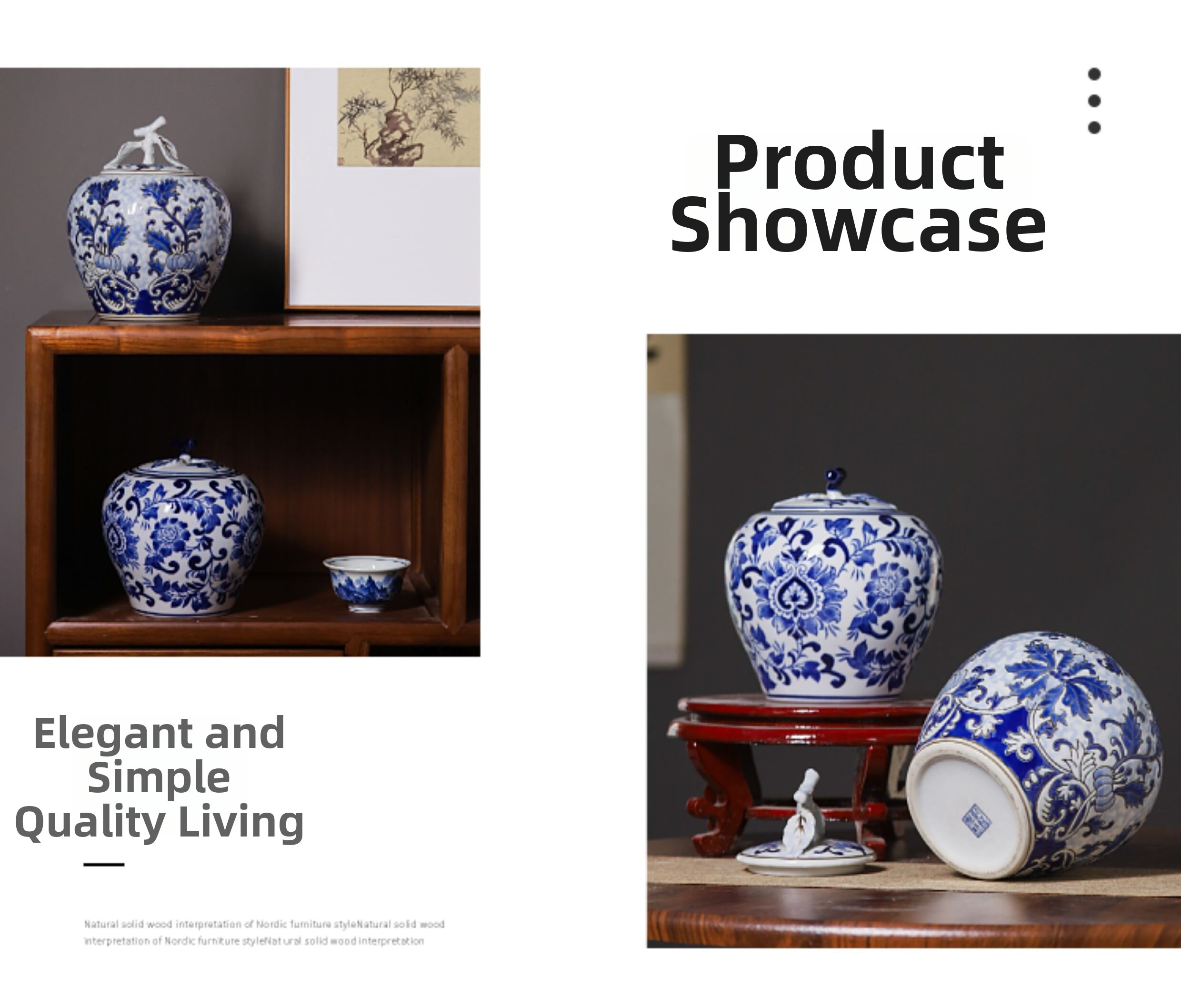 Blue And White Porcelain Vase, Antique Style Ceramic Jar Decor_voghion.com