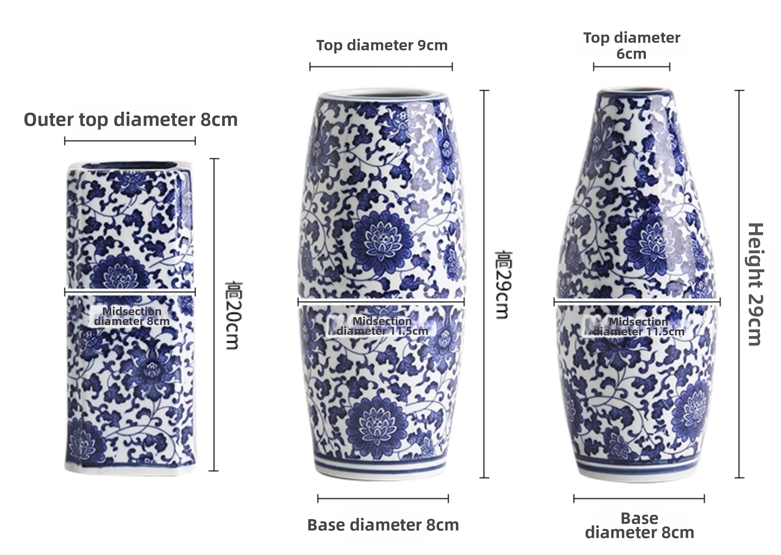 Decorative Jingdezhen Blue And White Porcelain Vase Retro Style_voghion.com