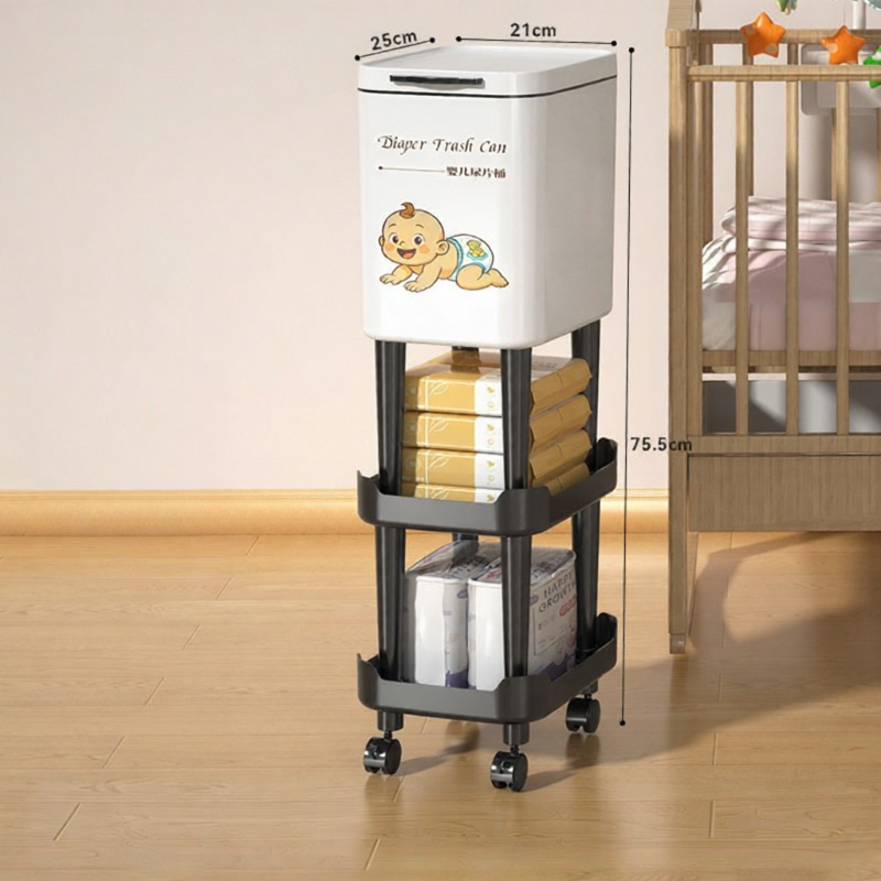 HANSHILIUJIA | Anti-Odor Diaper Bin Moveable Storage Rack