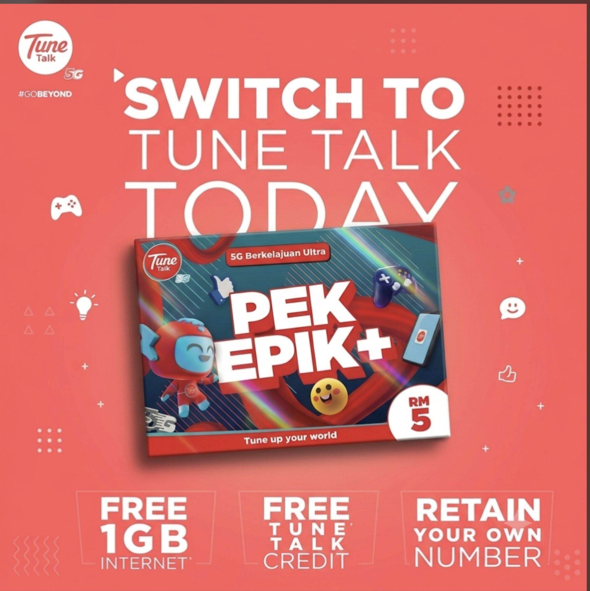 Tune Talk Simkad 500gb Epik plan + unlimited call