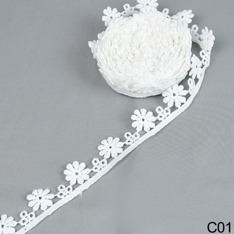 5 yard/lot White Lace Trim Cotton Embroidered Lace Ribbon Crochet Lace Fabric DIY Handmade Craft Clothes Sewing Accessories