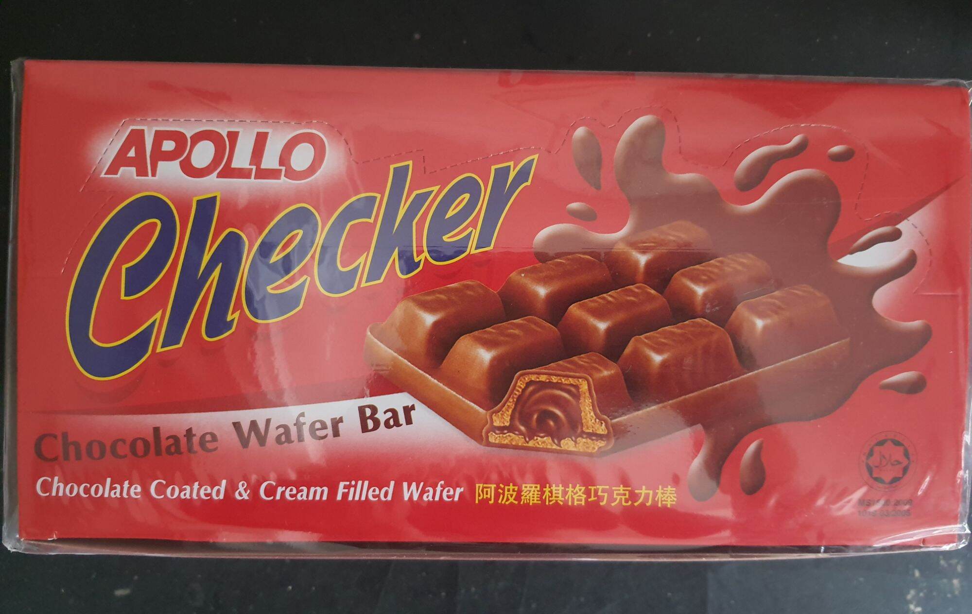 Apollo Checker Chocolate Wafer Bar 25pcs Chocolate Coated And Cream