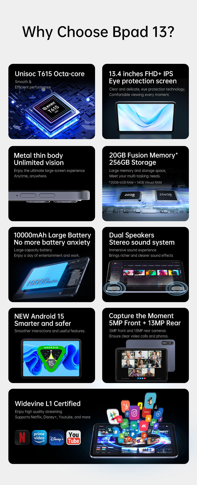 New Release] BNCF Bpad 13 Tablet 13.4 inches Large Screen 20GB(6+