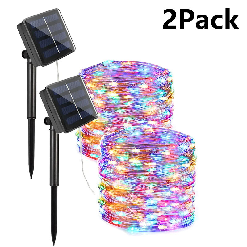 Solar String Fairy Lights Outdoor Waterproof 8 Modes Twinkle Rope Strip Light Garland Lamp for Patio Garden Lawn Tree Yard Fence