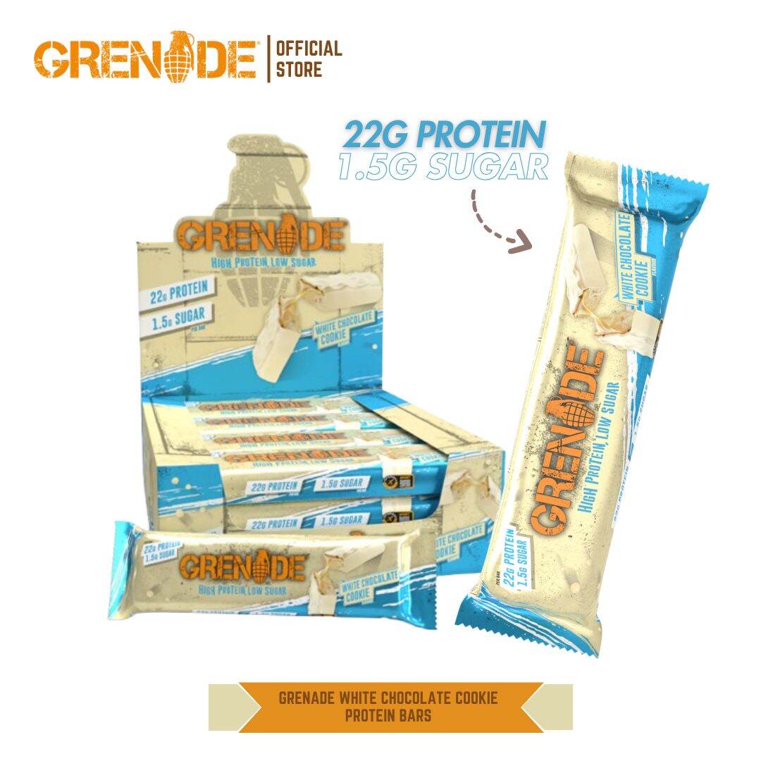 White Chocolate Cookies Grenade Protein Bar | High Protein Low Sugar Energy Bars Harga 87 Ringgit*Penghantaran Percuma