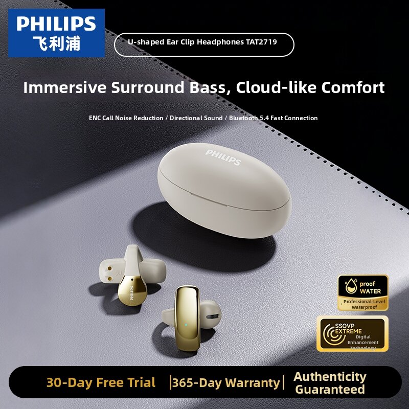 Philips | Bluetooth Clip-on Non-in-ear Sports Headphones Noise Cancellation Long-lasting Battery