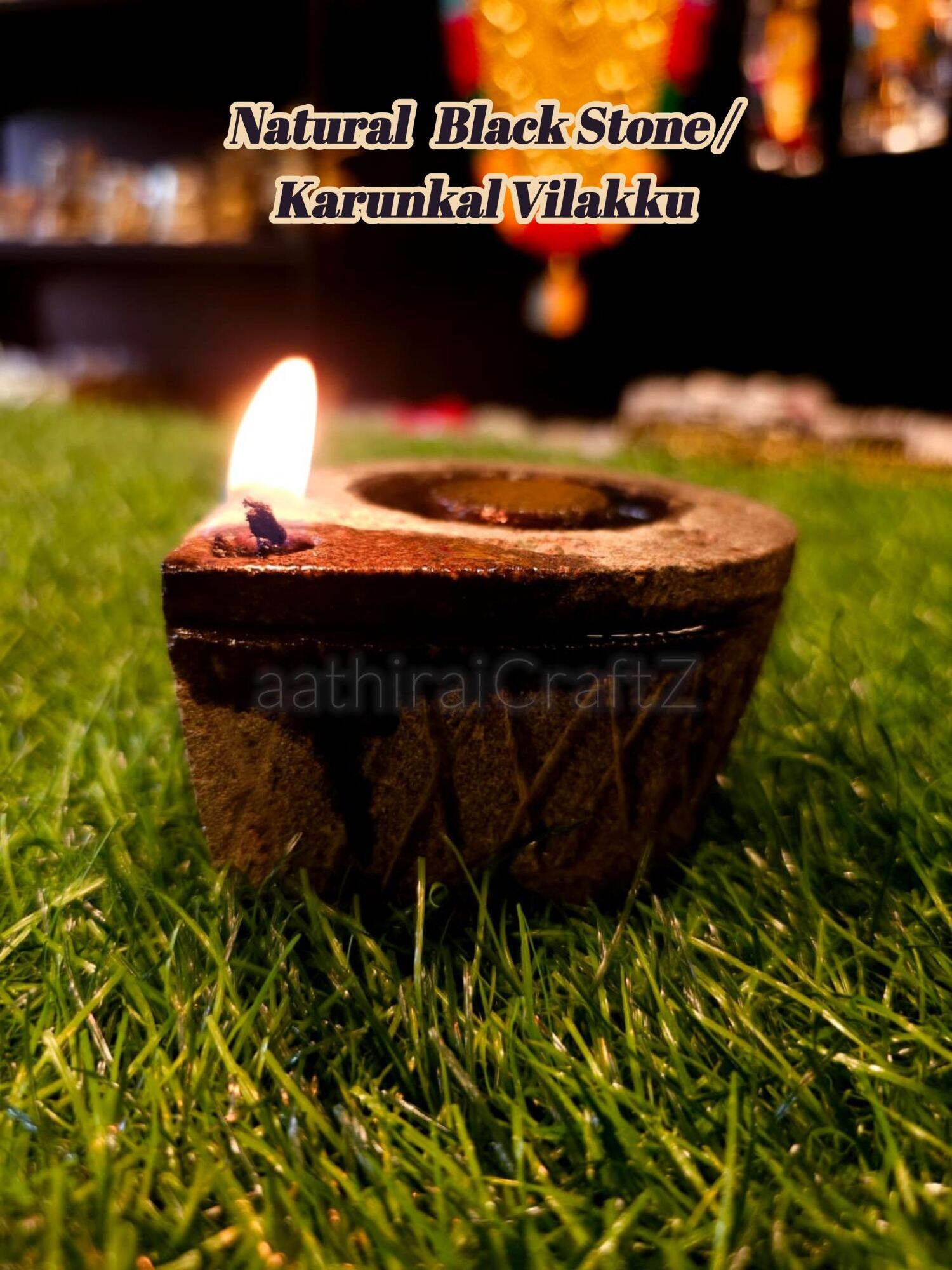 Natural Black Stone/ Karunkal Vilakku