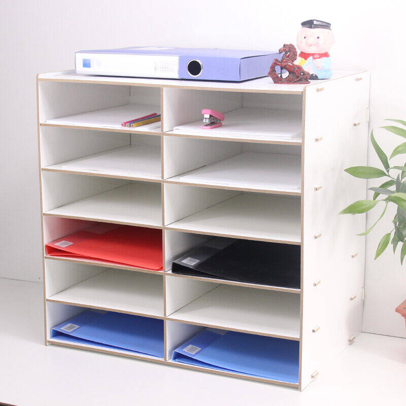 Multi-Layer Desktop File Rack 20 Compartments A4 Paper Office Student Bookshelf Frame Wooden Storage Box Display Shelf. 