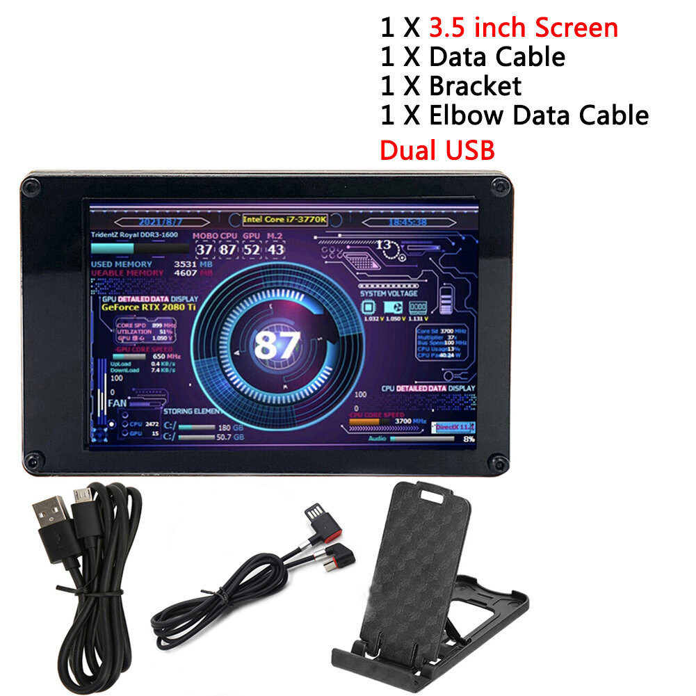 3/5/8.8inch IPS USB Secondary Screen HD-MI Computer CPU GPU RAM HDD SSD ...