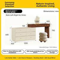 SAMEDREAM | Retro Style Corner Expandable Wooden Dressing Table with Drawer